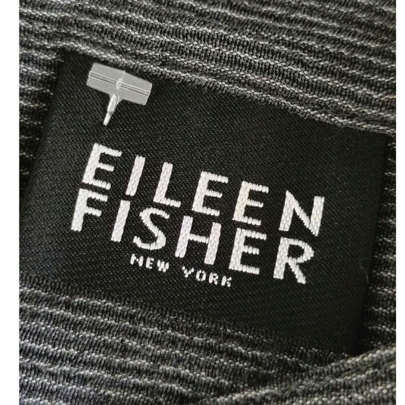 Eileen Fisher Striped Wool Blend Top Charcoal Womens Size Large - Picture 3 of 4